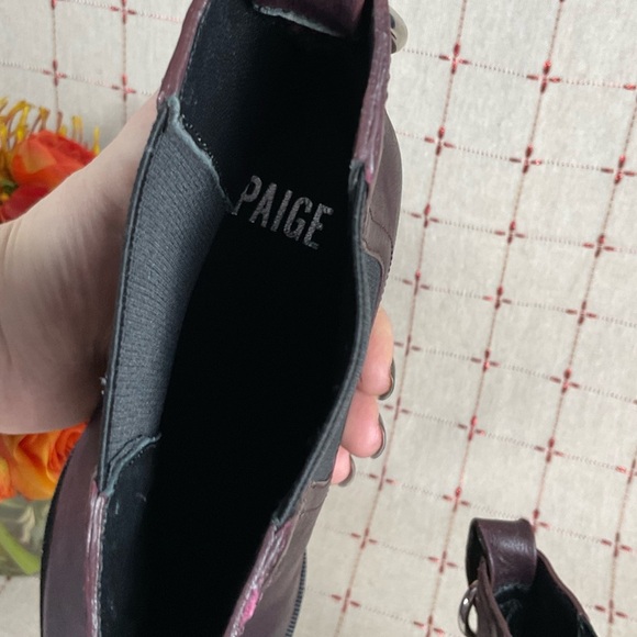 PAIGE “Natasha” Oxblood (Burgundy) Leather Short Boots Chunky Chelsea Bootie 9.5 - Picture 11 of 11